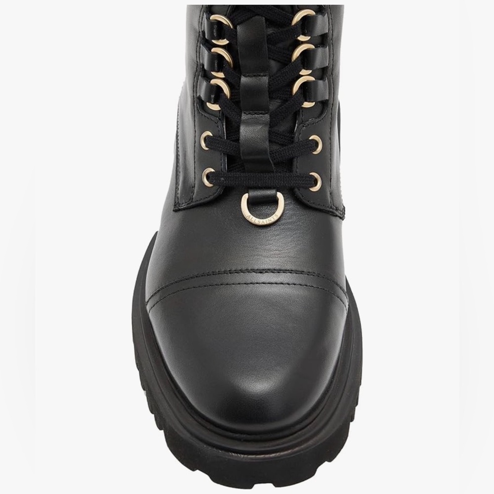 All Saints Black Leather Lydia Combat Boots